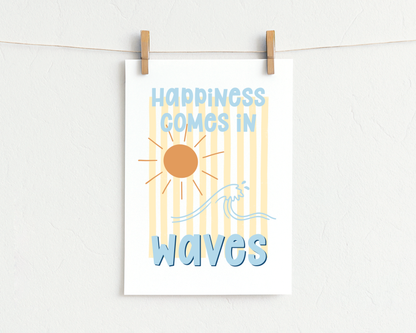 Bügelbild "happiness comes in waves"