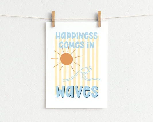 Bügelbild "happiness comes in waves"