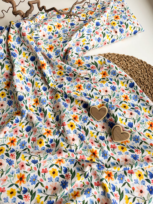 Eigenproduktion Jersey "blaue Sommerblumen"