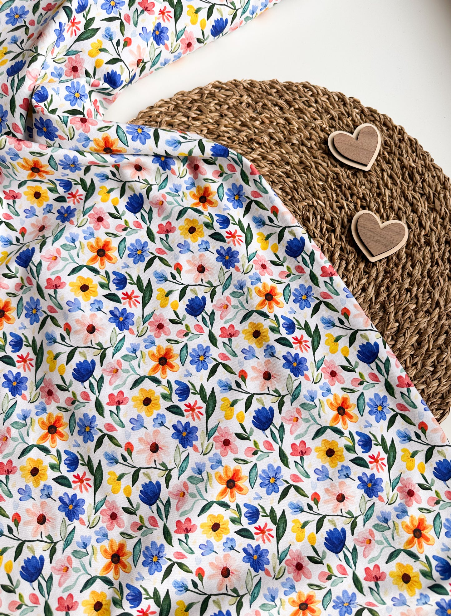 Eigenproduktion Jersey "blaue Sommerblumen"