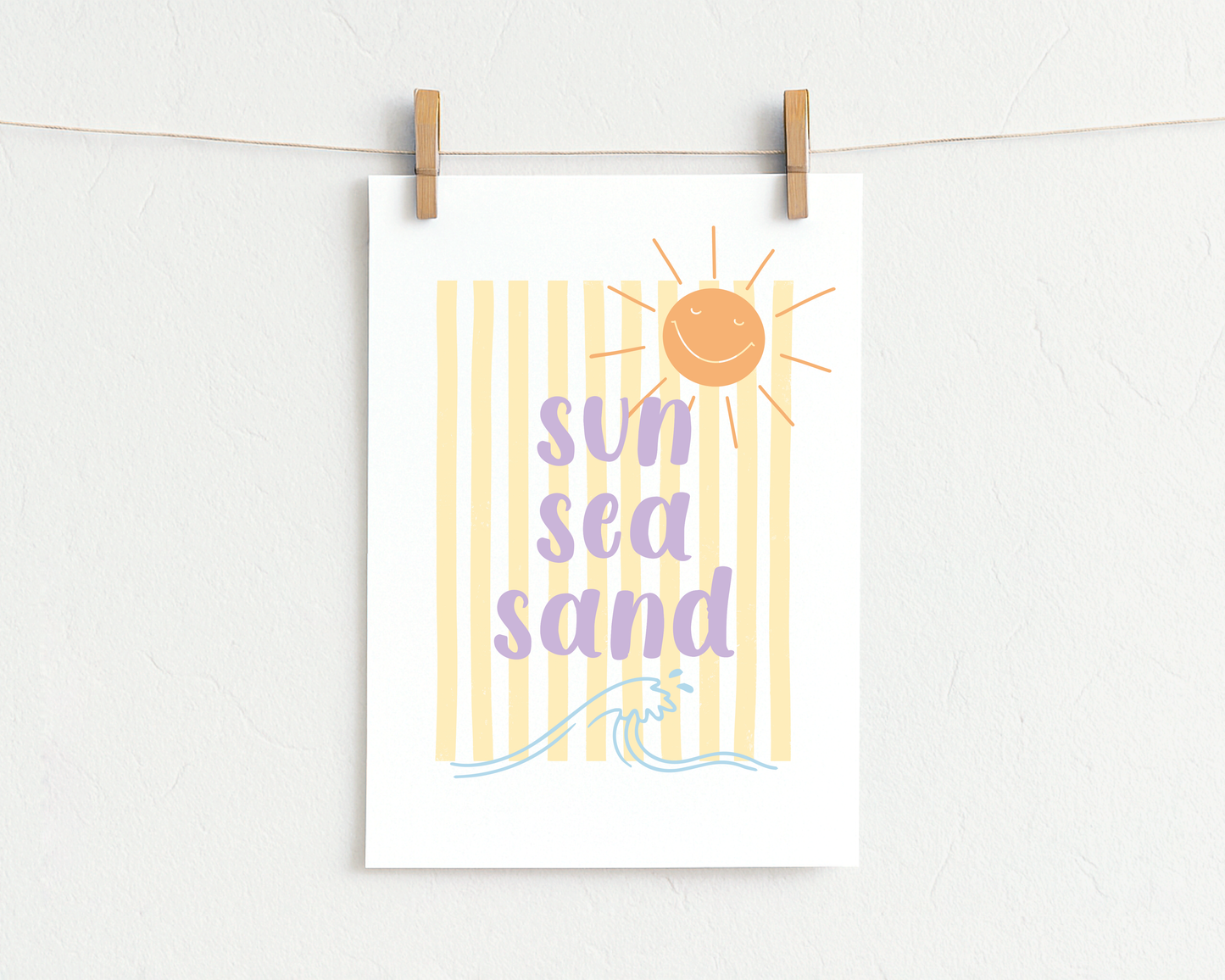 Bügelbild "sun sea sand" gelb-lila
